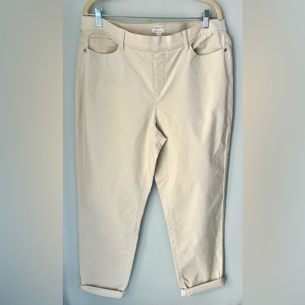 NWT J.Jill Sz XL Corduroy Cuffed Pants Moonbeam  Pull On Pants 5 Pocket